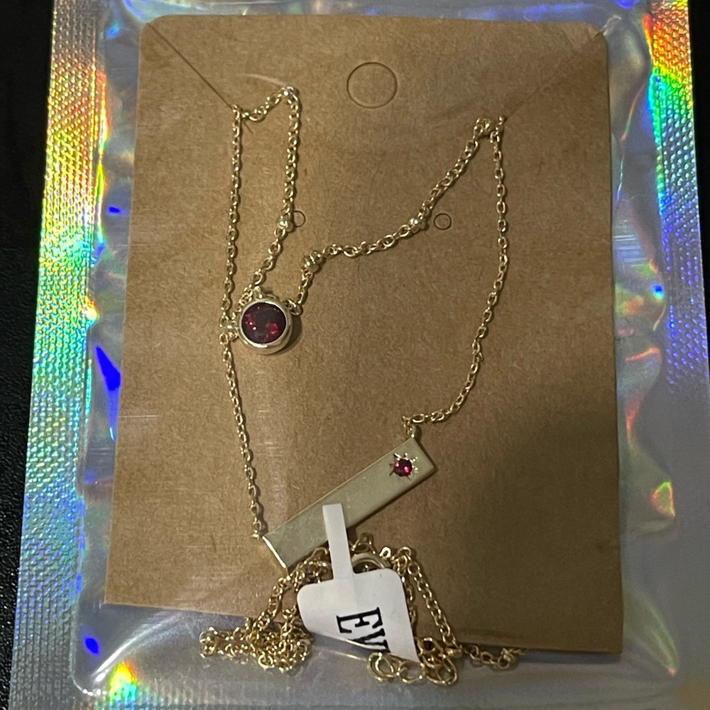 Gold and Ruby CZ necklace